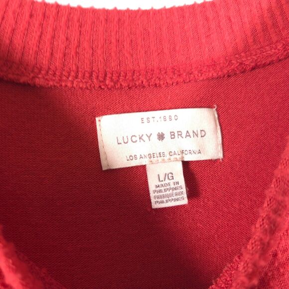 Lucky Brand Womens Large Red Crew Neck Stretch Pullover Long Sleeve Sweater - Picture 2 of 8